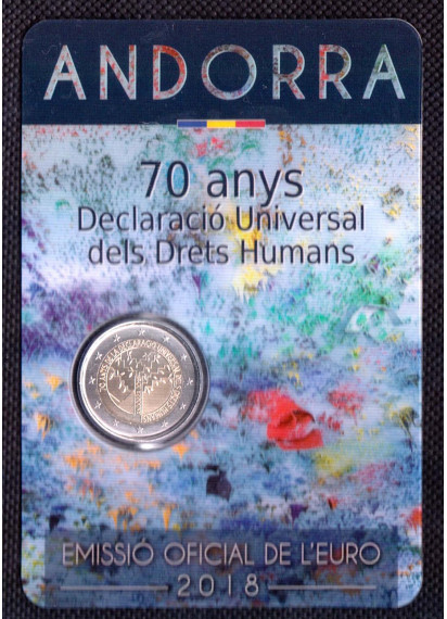 2018 - ANDORRA 2 Euro 70º Dichiarazione Universale Diritti dell'Uomo FDC